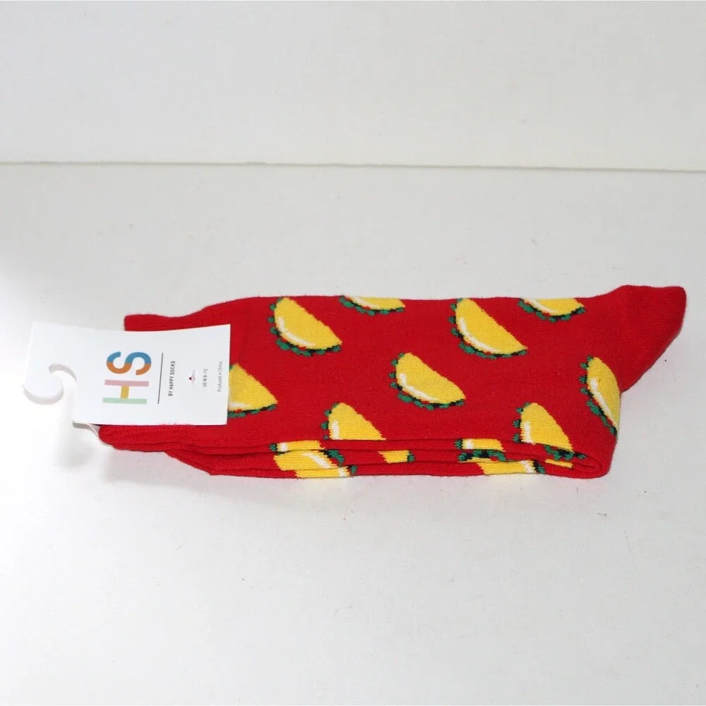 Happy Socks TACO red unisex M US 8 - 12 NEW fun food